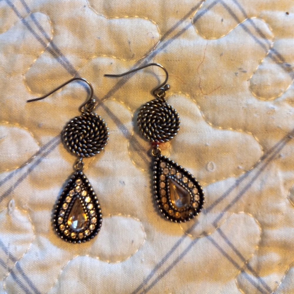 Yellow rhinestones Stainless steel earrings